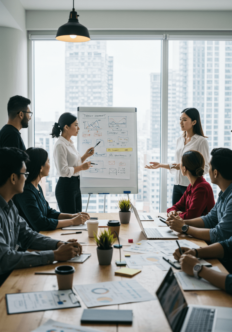 Effective dissemination and communication management team meeting - Digital marketing agency Munich specialists developing strategic communication plans for EU project consortium coordination and stakeholder engagement