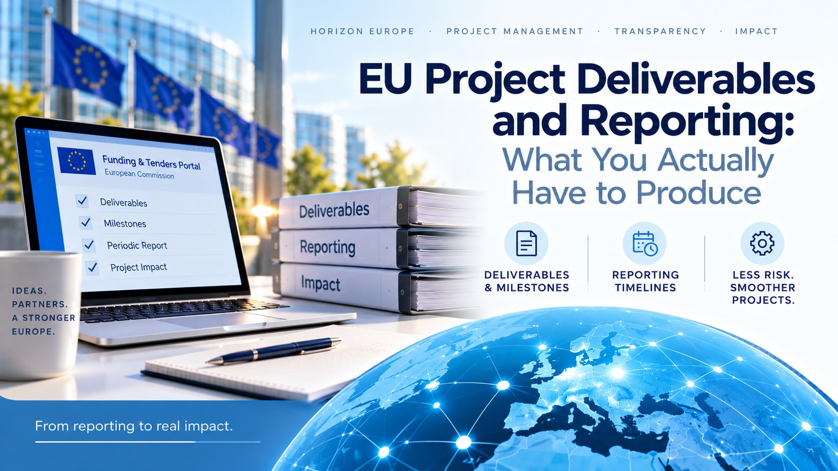 EU project deliverables and reporting, including milestones, reporting timelines and the Funding and Tenders Portal