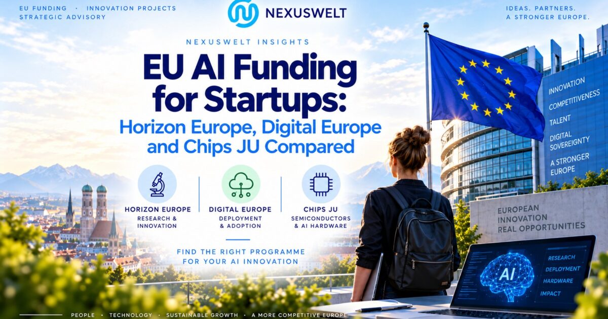 EU AI funding for startups compared across Horizon Europe, Digital Europe and Chips JU, including research, deployment and semiconductor routes